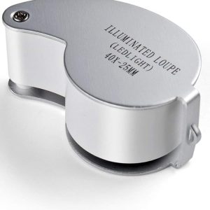 40x 25mm Illuminated Eye Loupe Jewelry Magnifier Magnifying Glass Jewelry Loupe Tool with Dual Led Lighting